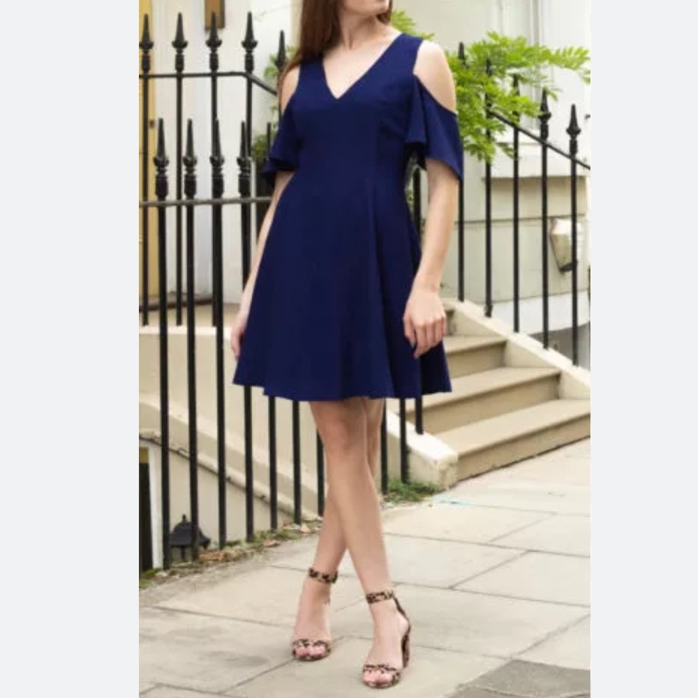 Club Monaco Dark Navy Cold shoulder dress